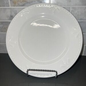 2 Totally Today Dinner Plates 10" White Embossed Dots & Petal Design VINTAGE